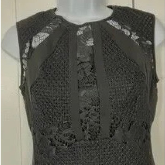 Sleeveless Black Lace Panel Dress